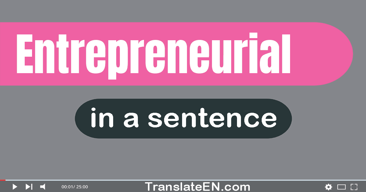 Use "entrepreneurial" in a sentence | "entrepreneurial" sentence examples