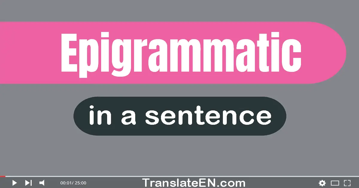Use "epigrammatic" in a sentence | "epigrammatic" sentence examples