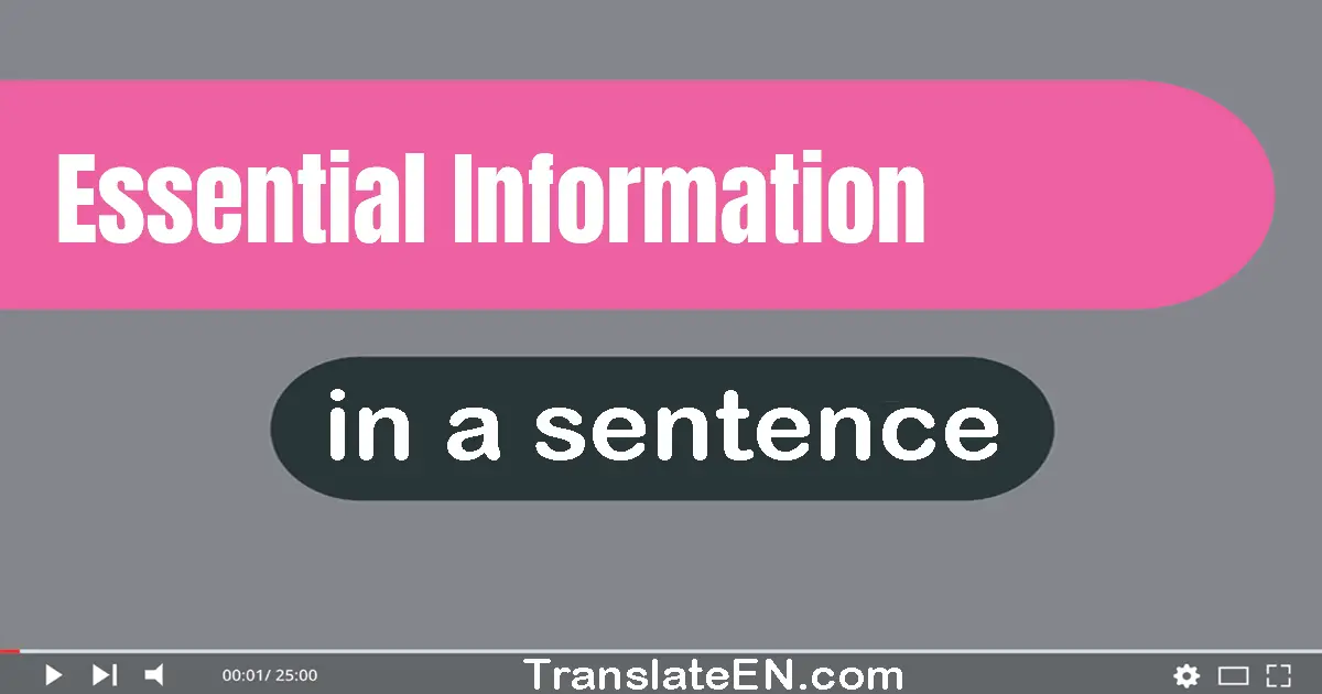 Use "essential information" in a sentence | "essential information" sentence examples