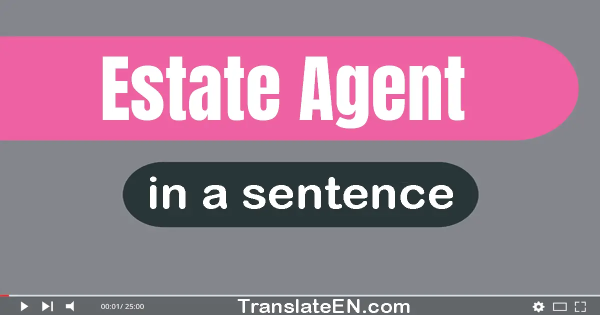 Use "estate agent" in a sentence | "estate agent" sentence examples
