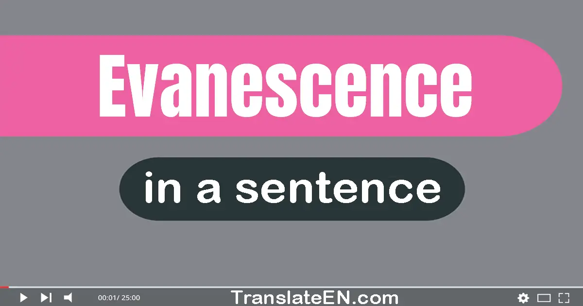 Use "evanescence" in a sentence | "evanescence" sentence examples