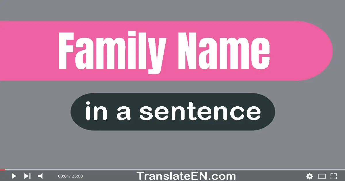 Use "family name" in a sentence | "family name" sentence examples