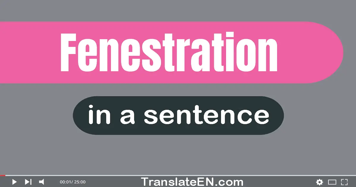 Use "fenestration" in a sentence | "fenestration" sentence examples