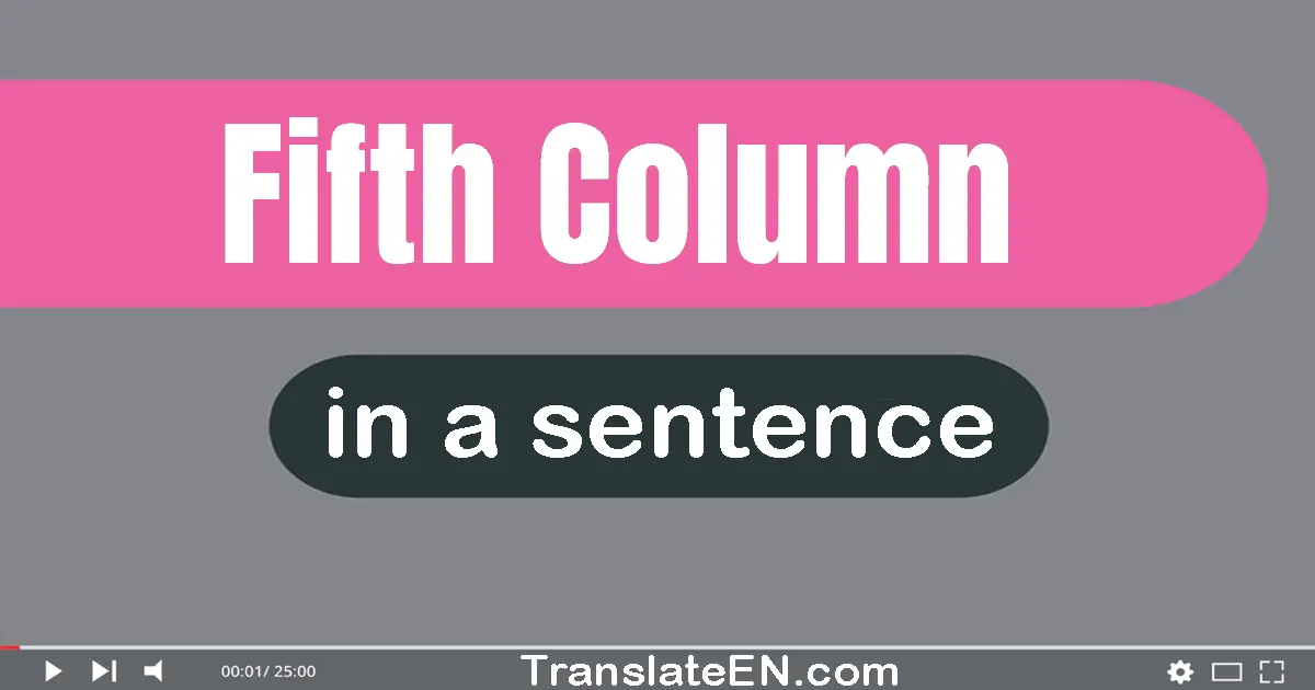 Use "fifth column" in a sentence | "fifth column" sentence examples