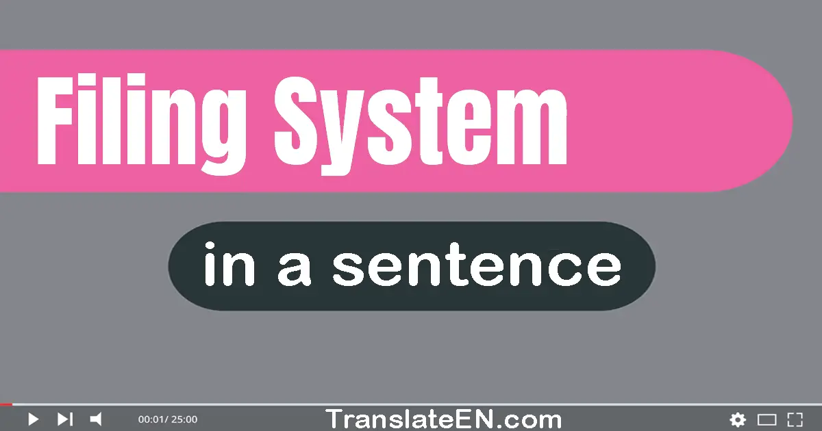 Use "filing system" in a sentence | "filing system" sentence examples