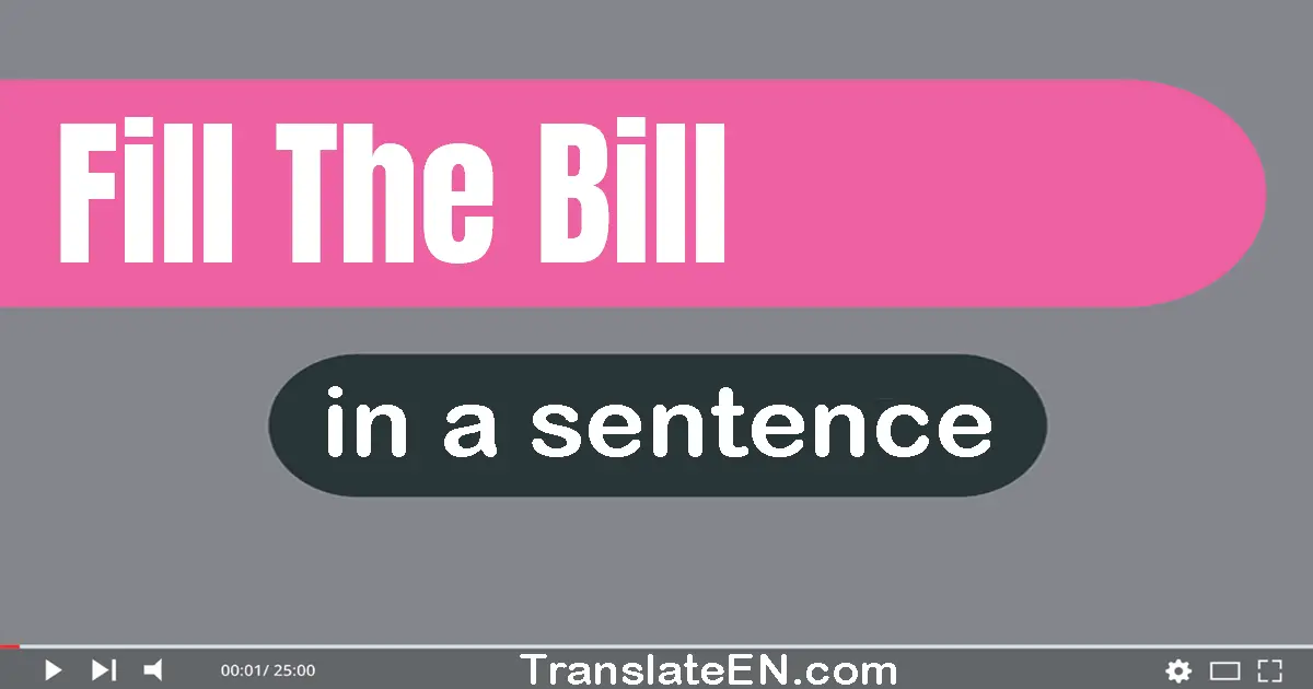 Use "fill the bill" in a sentence | "fill the bill" sentence examples