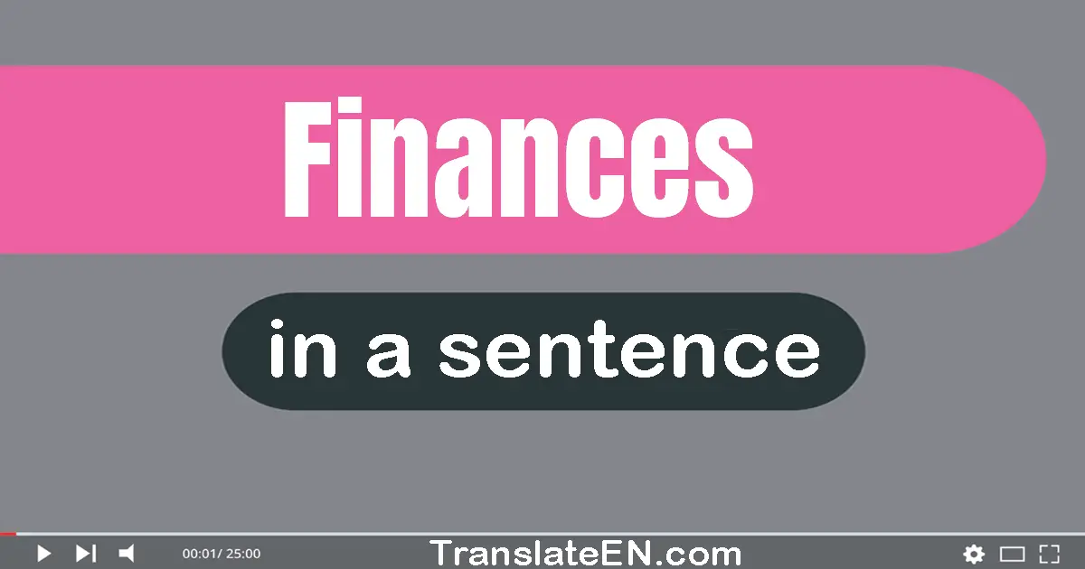 Use "finances" in a sentence | "finances" sentence examples