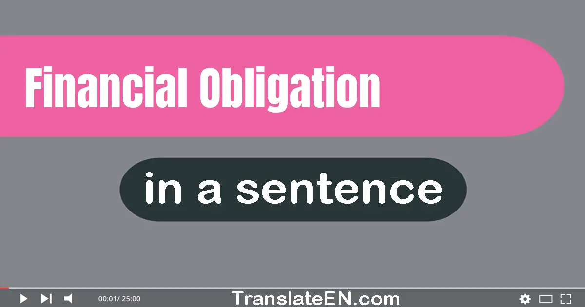 Use "financial obligation" in a sentence | "financial obligation" sentence examples