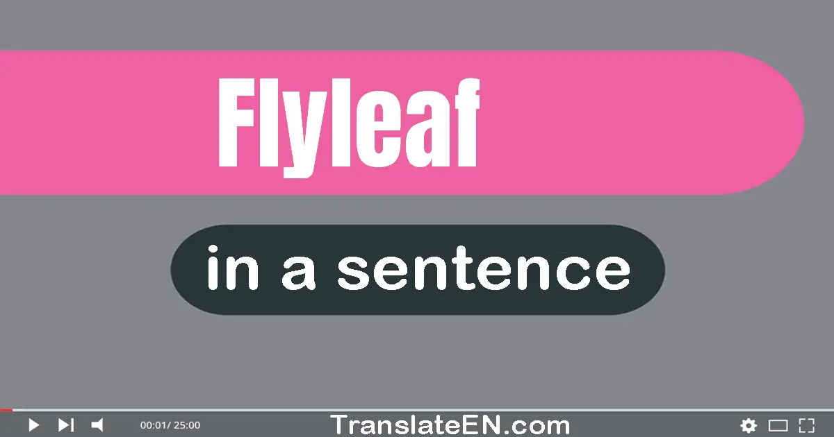 Use "flyleaf" in a sentence | "flyleaf" sentence examples