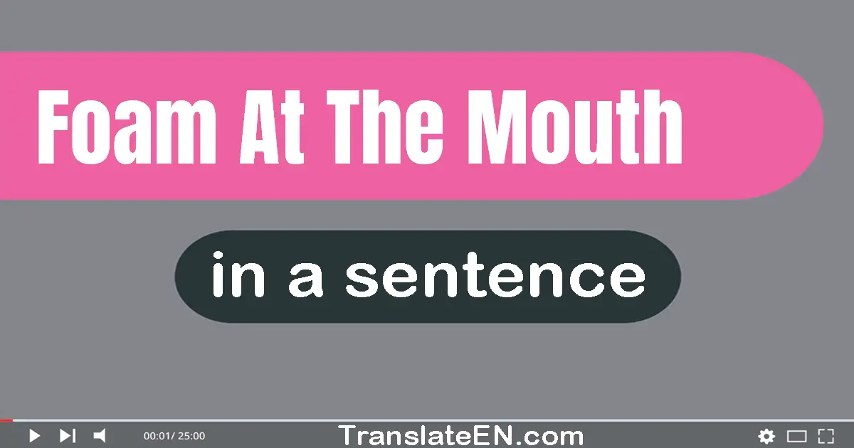 Use "foam at the mouth" in a sentence | "foam at the mouth" sentence examples