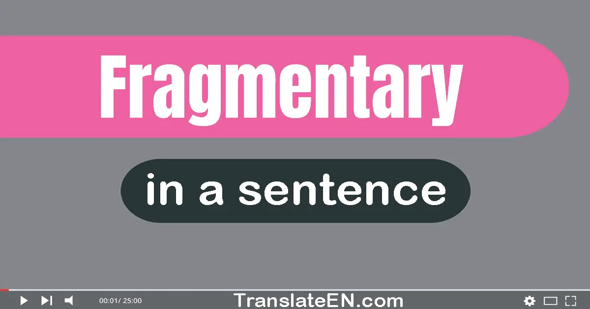 Use "fragmentary" in a sentence | "fragmentary" sentence examples