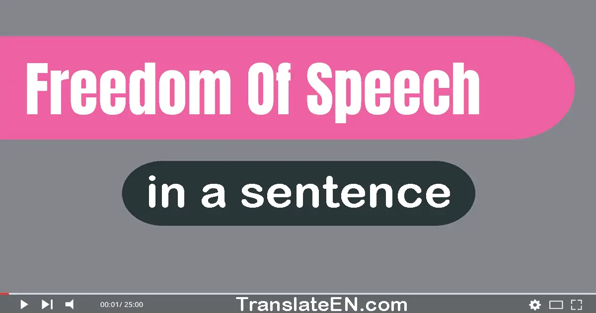 Use "freedom of speech" in a sentence | "freedom of speech" sentence examples