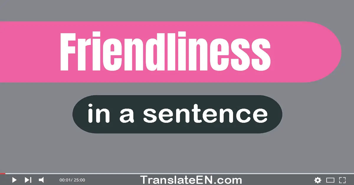 Use "friendliness" in a sentence | "friendliness" sentence examples