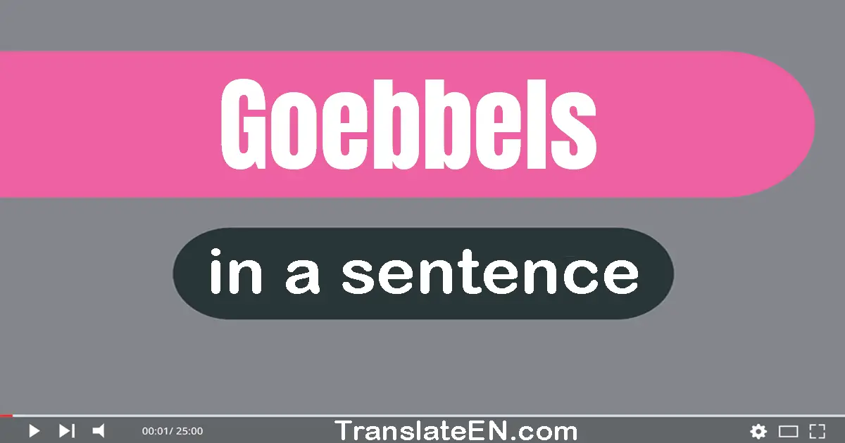 Use "goebbels" in a sentence | "goebbels" sentence examples