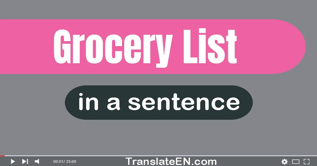 Use "grocery list" in a sentence | "grocery list" sentence examples