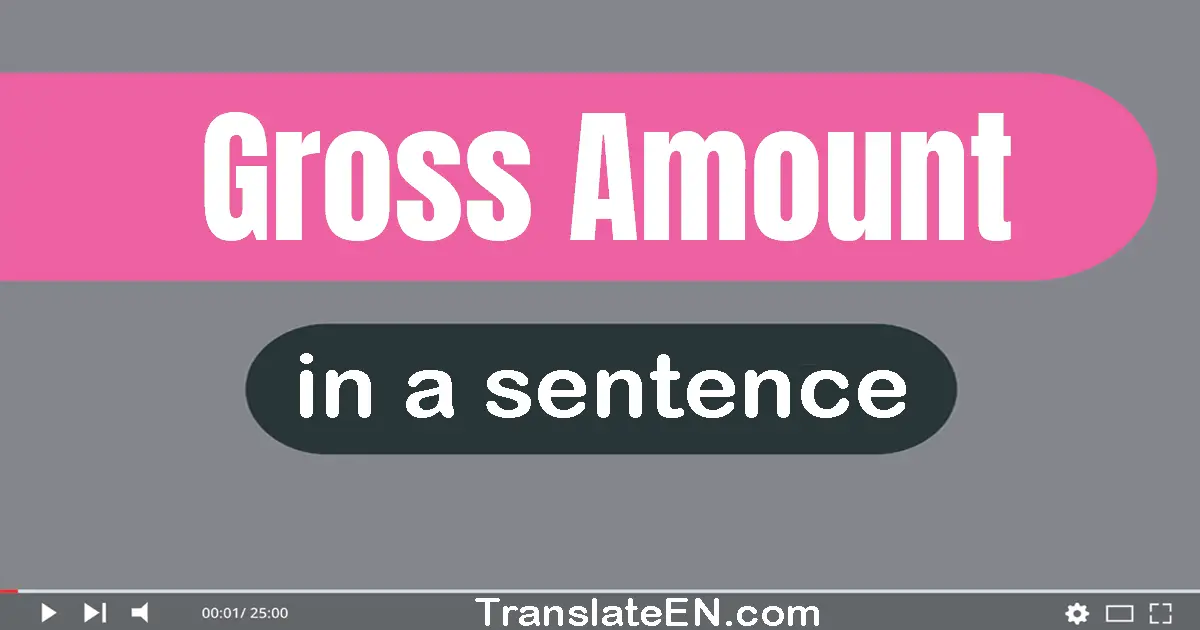 Use "gross amount" in a sentence | "gross amount" sentence examples
