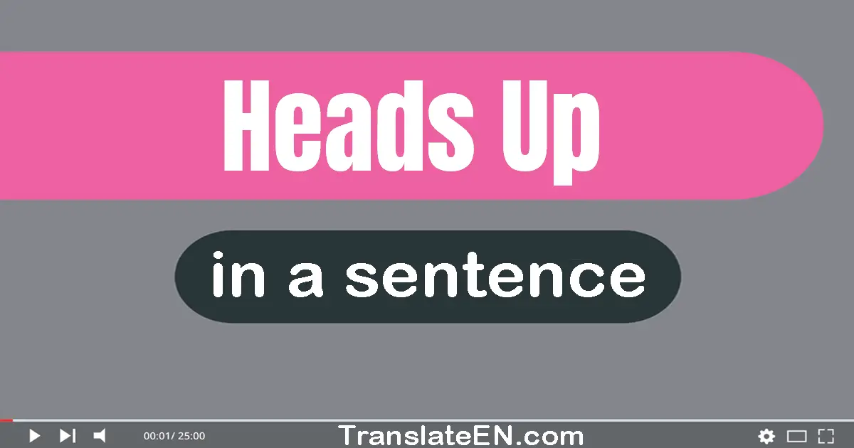 Use "heads up" in a sentence | "heads up" sentence examples