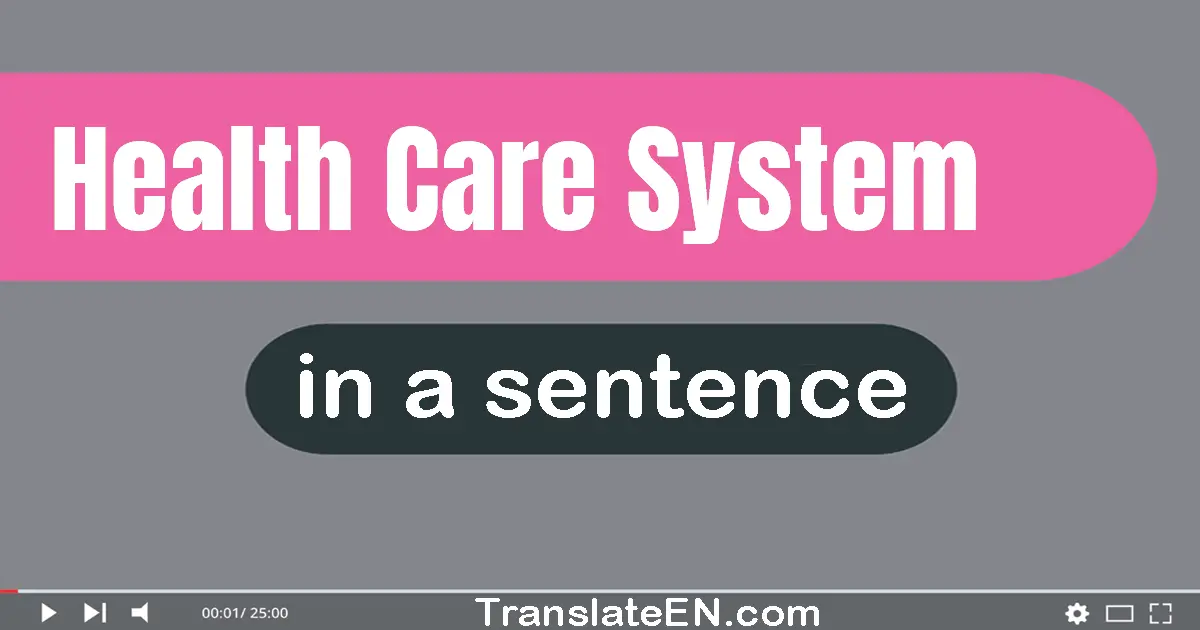 Use "health care system" in a sentence | "health care system" sentence examples