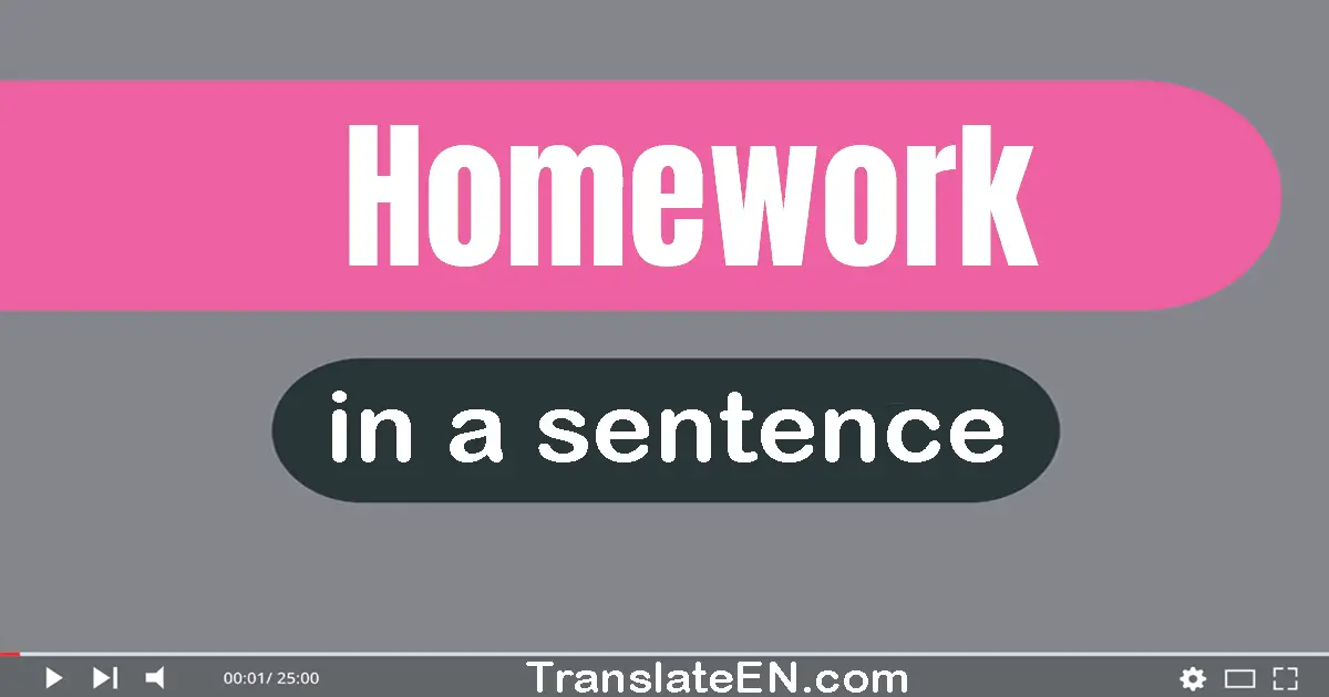 homework examples in sentence