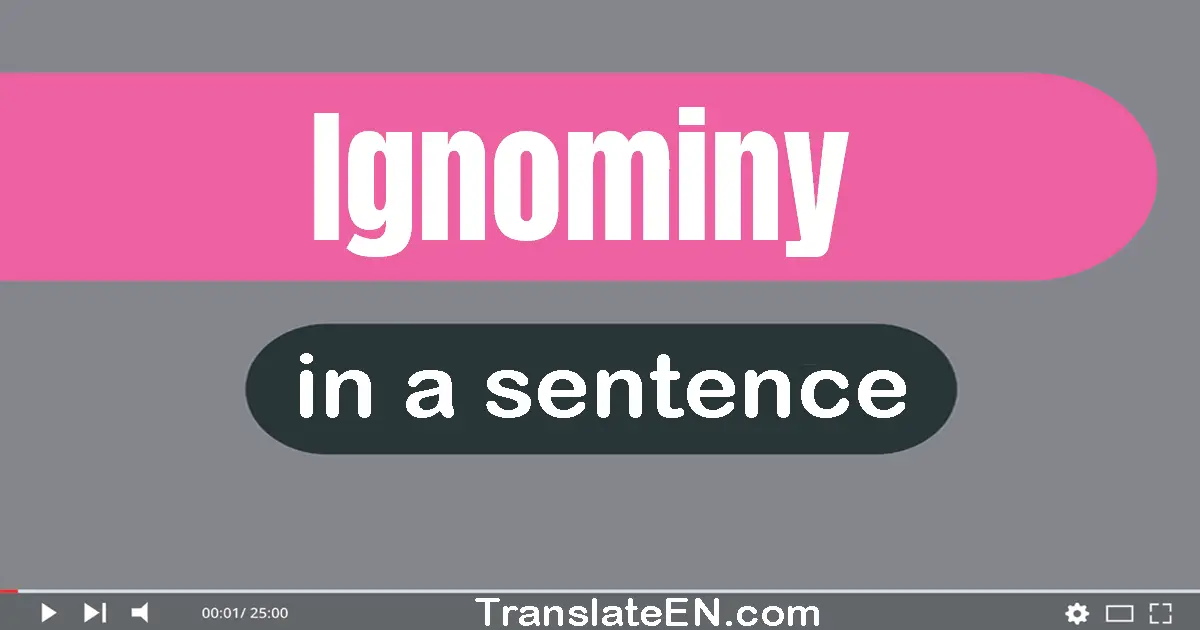 Use "ignominy" in a sentence | "ignominy" sentence examples