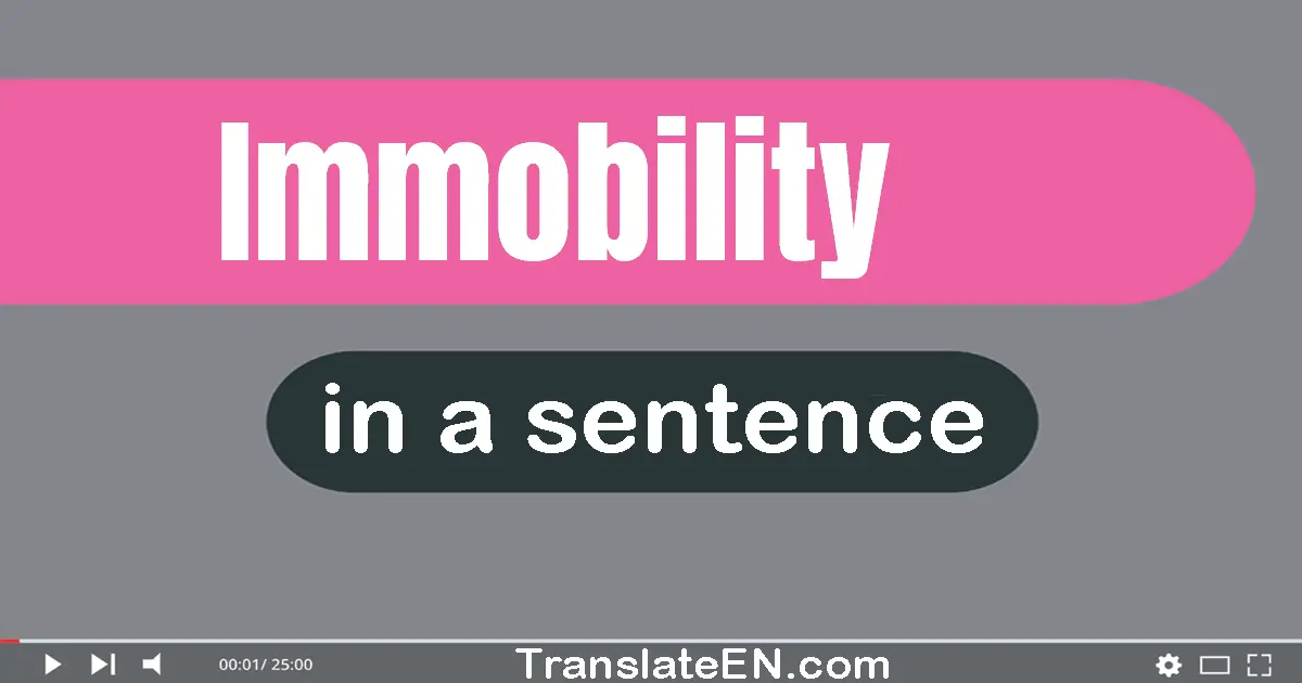 Use "immobility" in a sentence | "immobility" sentence examples