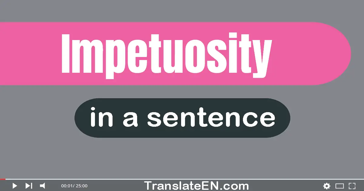 Use "impetuosity" in a sentence | "impetuosity" sentence examples