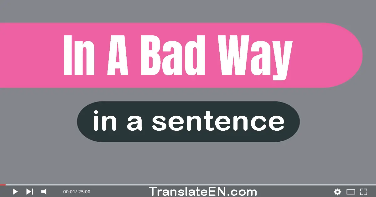 Use "in a bad way" in a sentence | "in a bad way" sentence examples