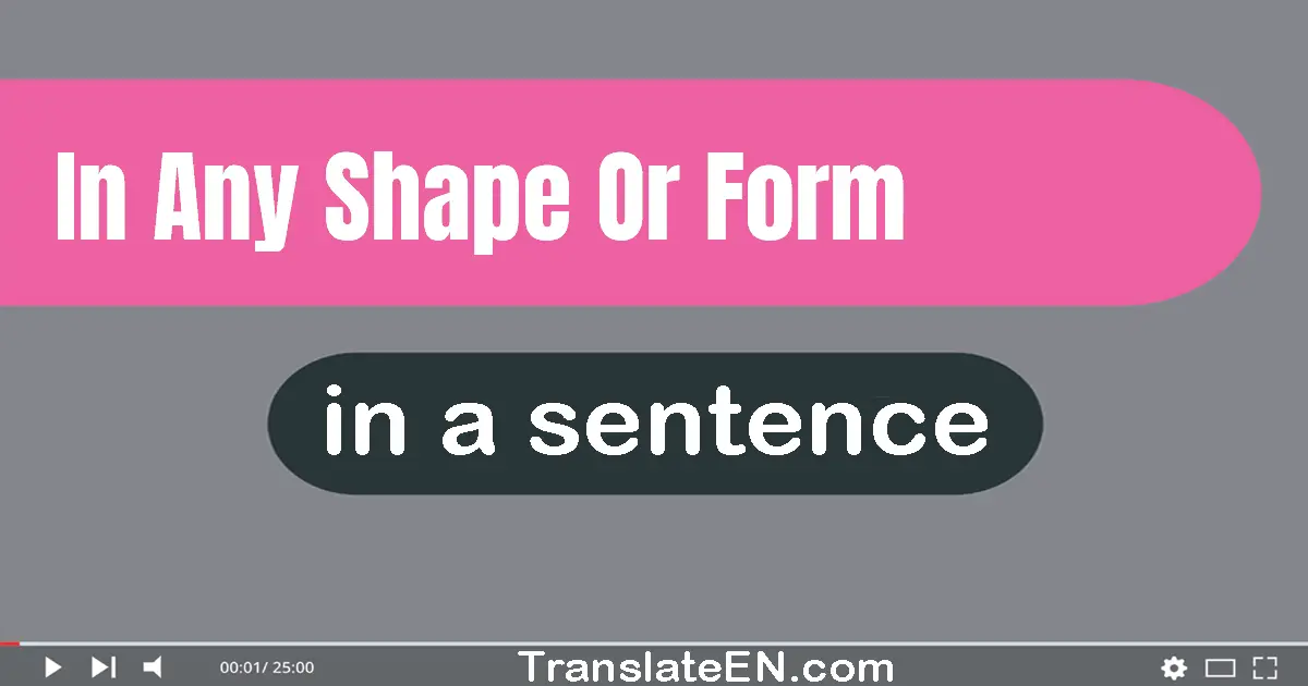 Use "in any shape or form" in a sentence | "in any shape or form" sentence examples