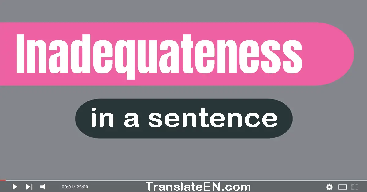 Use "inadequateness" in a sentence | "inadequateness" sentence examples