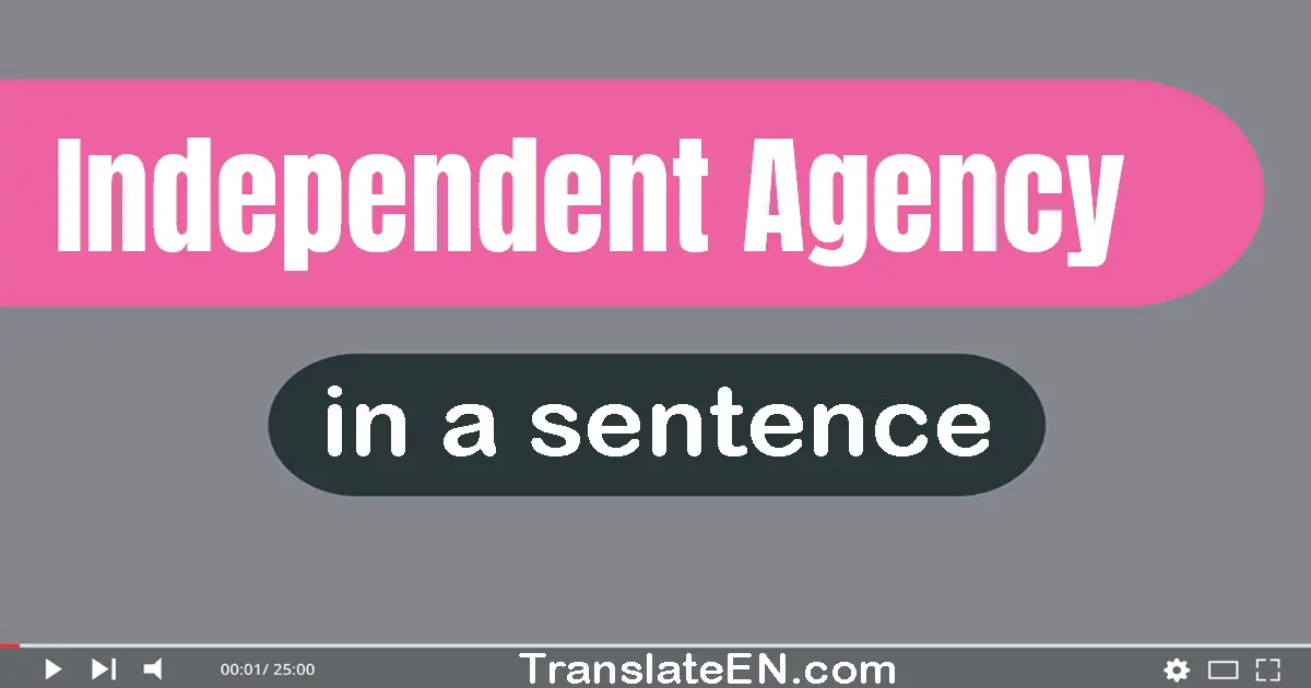 Use "independent agency" in a sentence | "independent agency" sentence examples