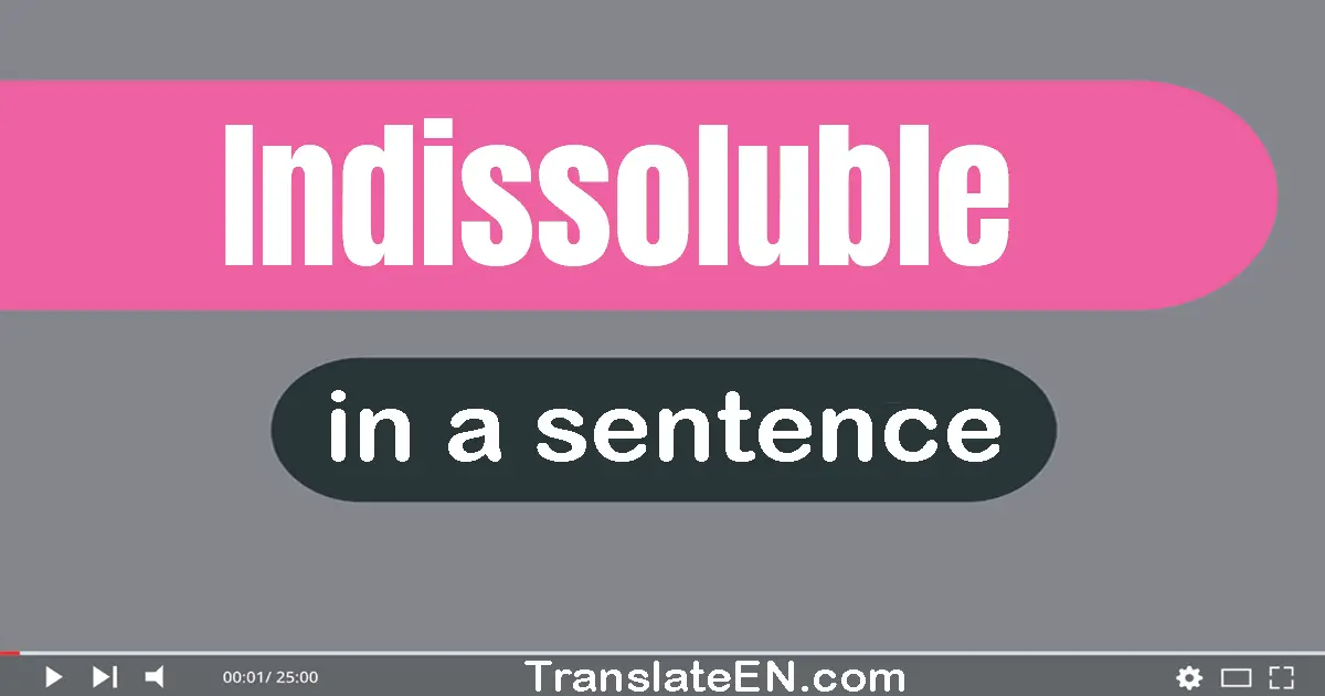 Use "indissoluble" in a sentence | "indissoluble" sentence examples