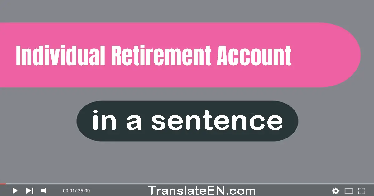 Use "individual retirement account" in a sentence | "individual retirement account" sentence examples