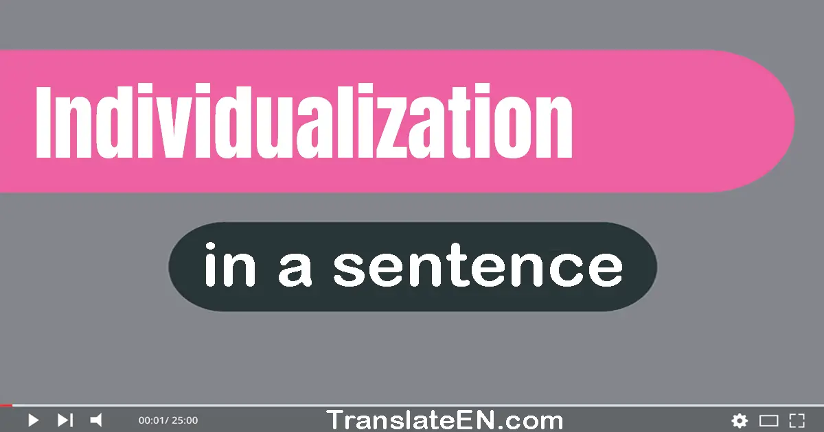 Use "individualization" in a sentence | "individualization" sentence examples