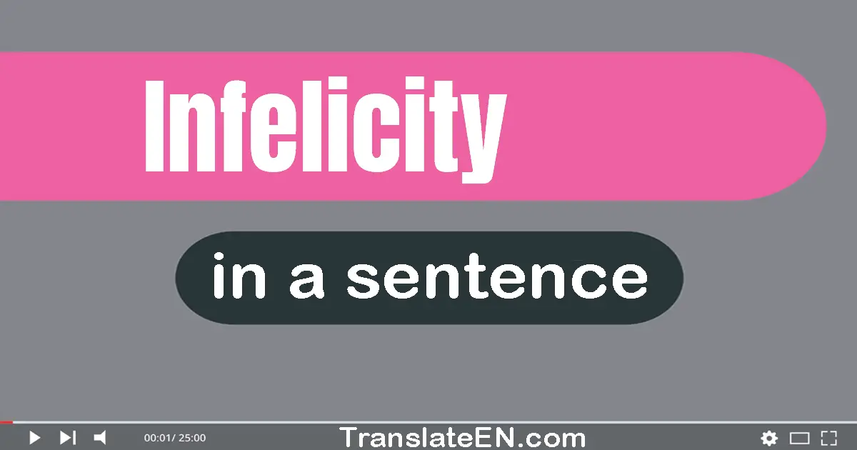 Use "infelicity" in a sentence | "infelicity" sentence examples