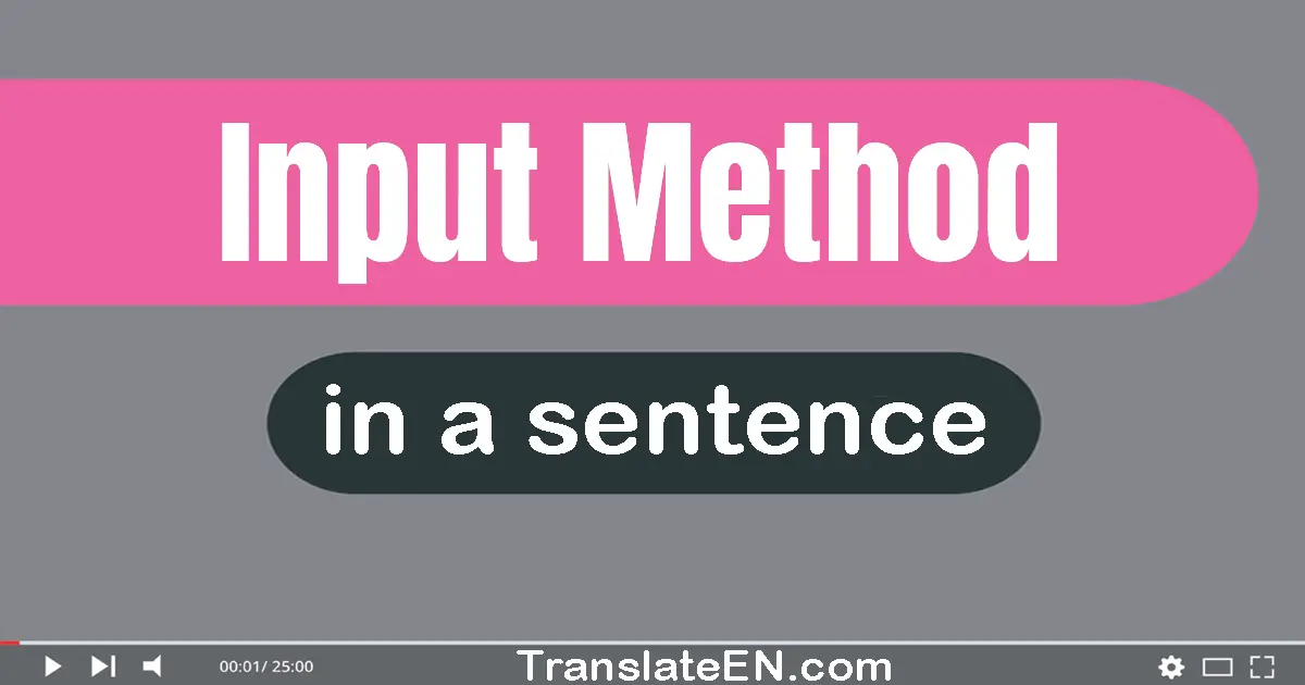 Use "input method" in a sentence | "input method" sentence examples