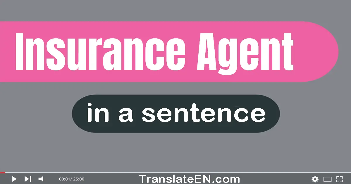 Use "insurance agent" in a sentence | "insurance agent" sentence examples