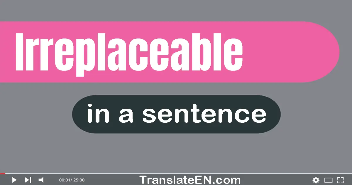 Use "irreplaceable" in a sentence | "irreplaceable" sentence examples