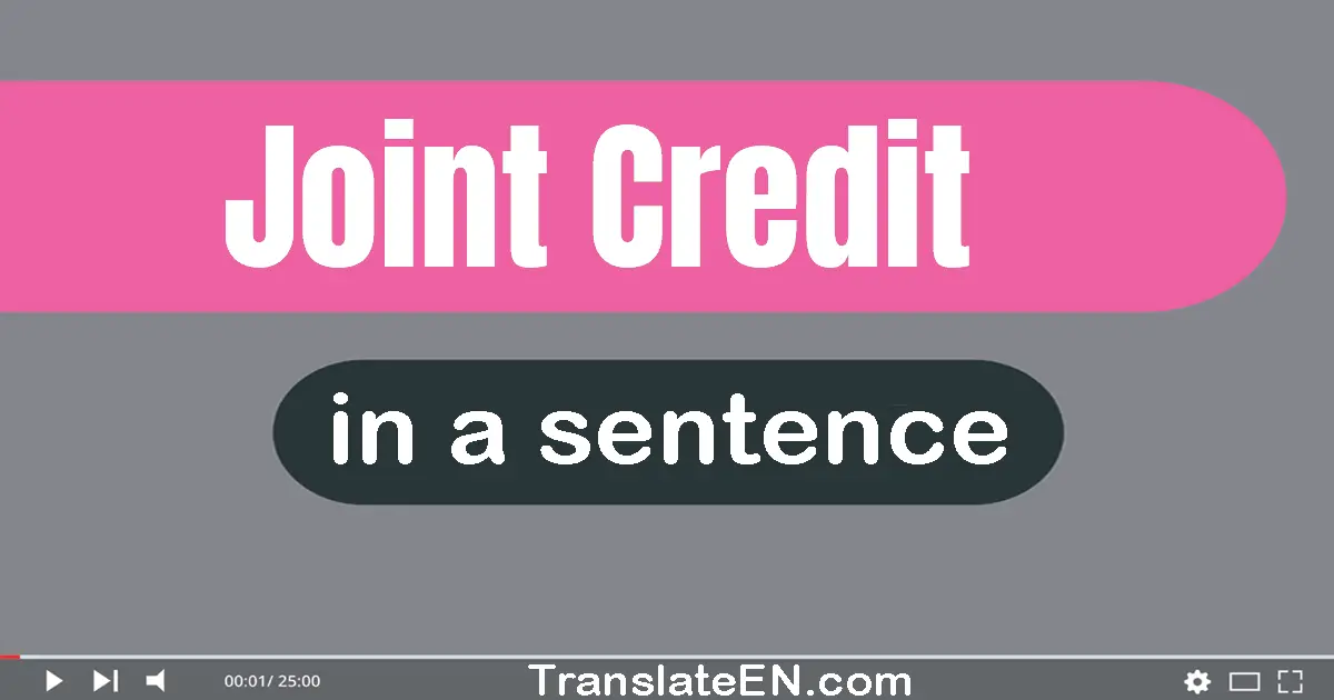 Use "joint credit" in a sentence | "joint credit" sentence examples