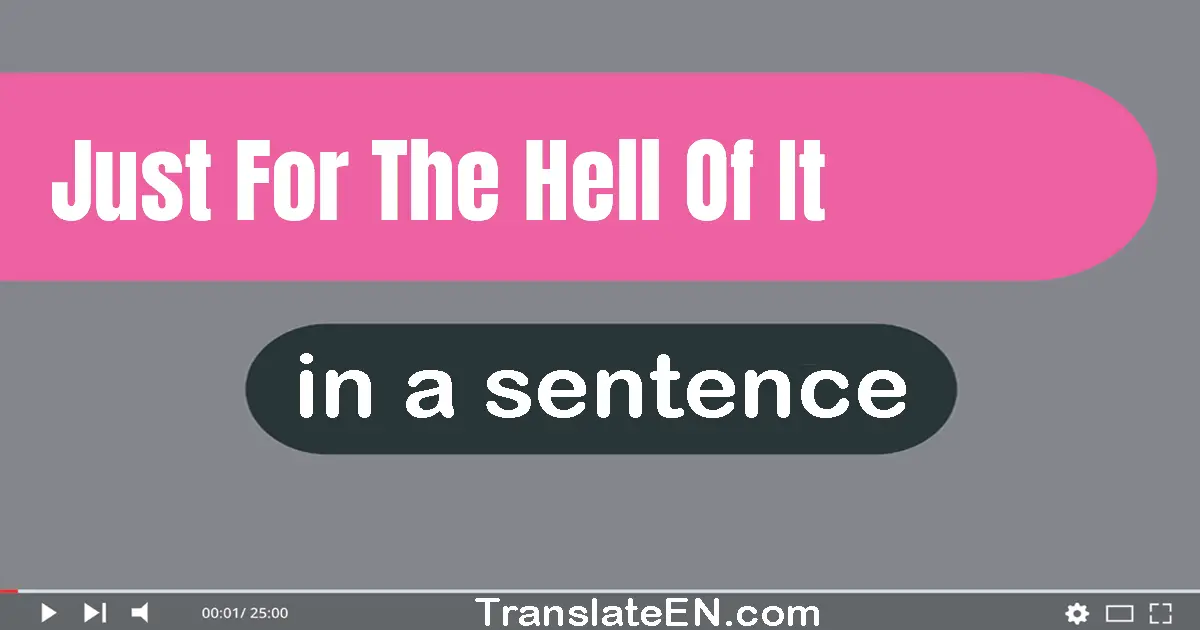 Use "just for the hell of it" in a sentence | "just for the hell of it" sentence examples