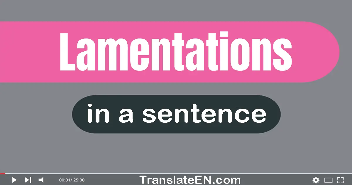 Use "lamentations" in a sentence | "lamentations" sentence examples