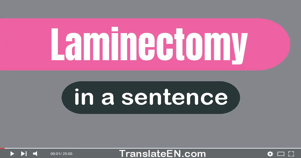 Use "laminectomy" in a sentence | "laminectomy" sentence examples