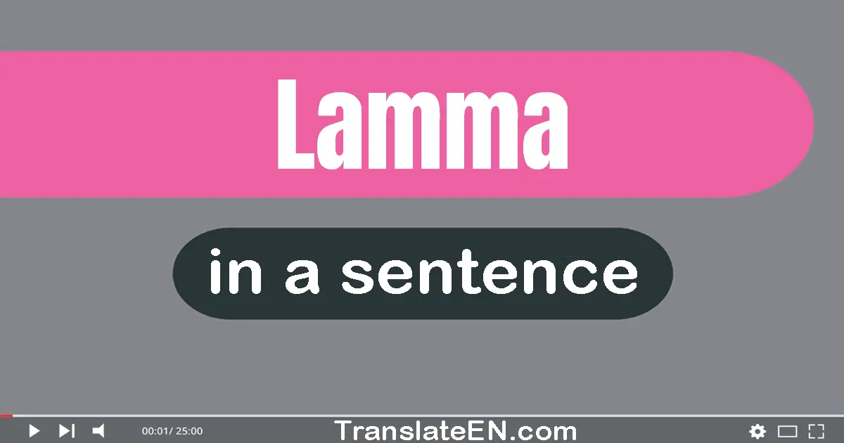 Use "LAMMA" in a sentence | "LAMMA" sentence examples