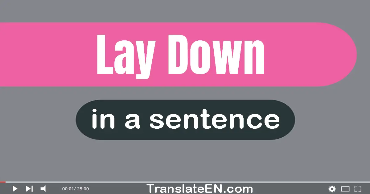 Use "lay down" in a sentence | "lay down" sentence examples