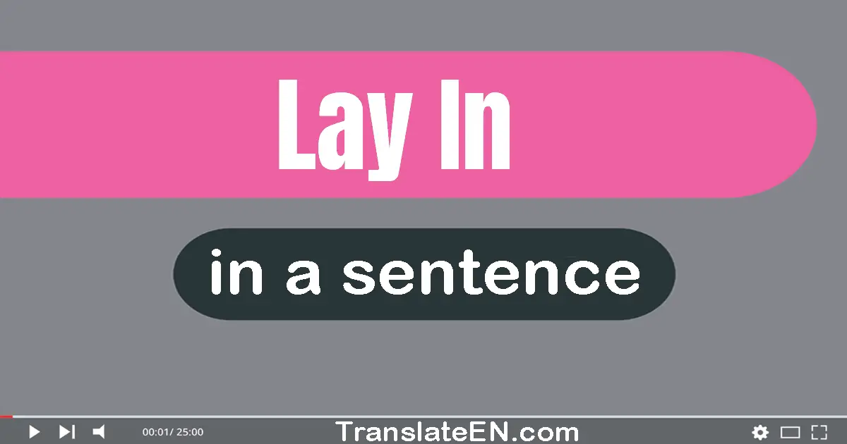 Use "lay in" in a sentence | "lay in" sentence examples