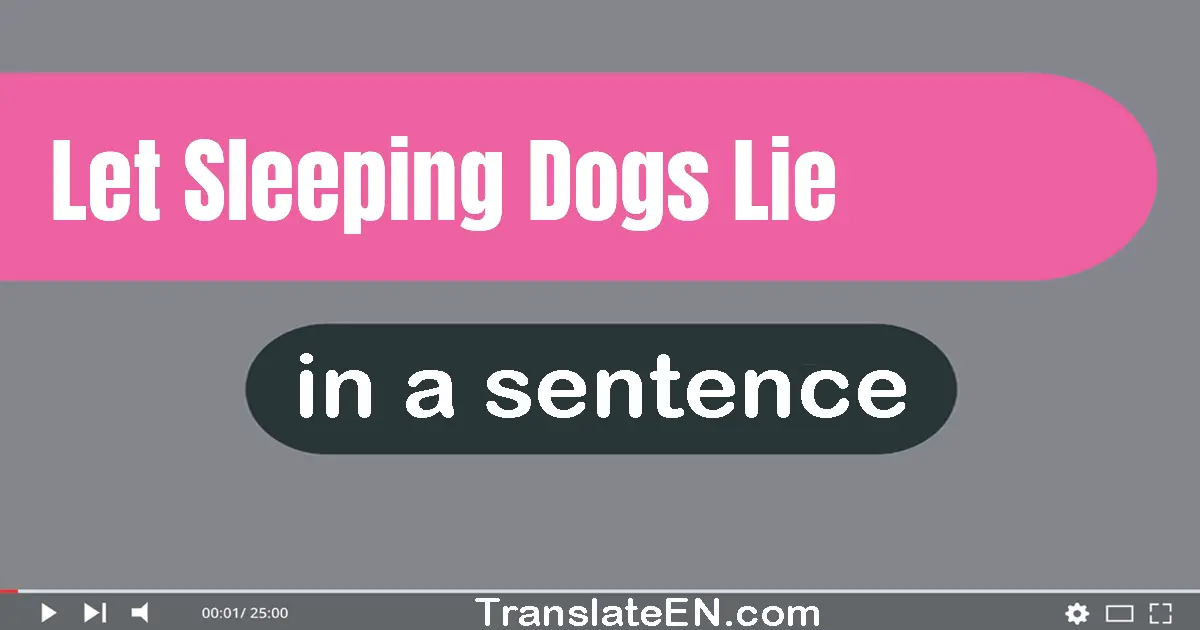Use "let sleeping dogs lie" in a sentence | "let sleeping dogs lie" sentence examples