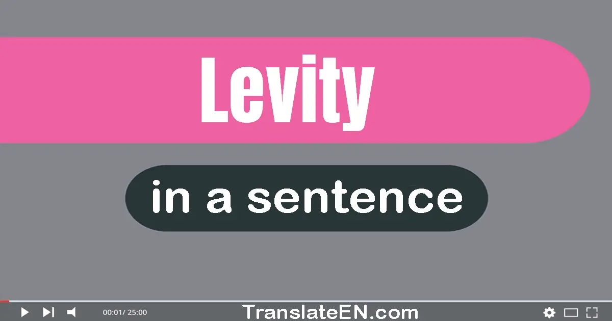 Use "levity" in a sentence | "levity" sentence examples