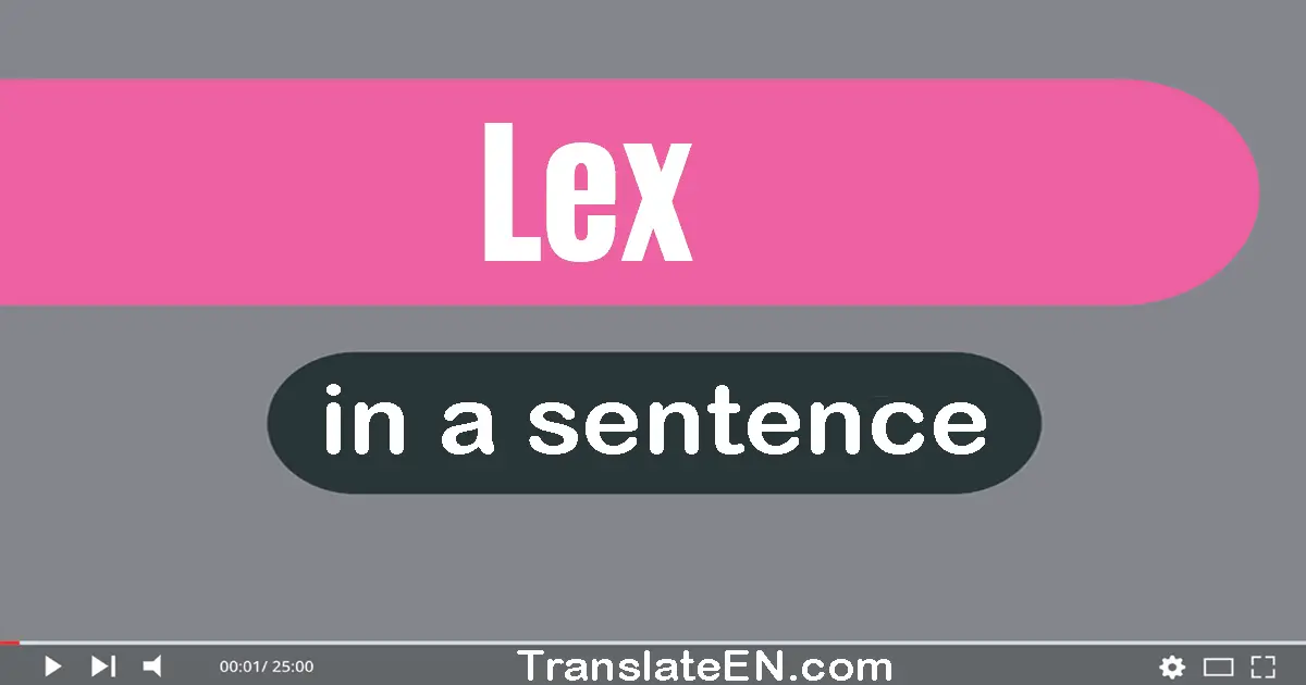Use "lex" in a sentence | "lex" sentence examples