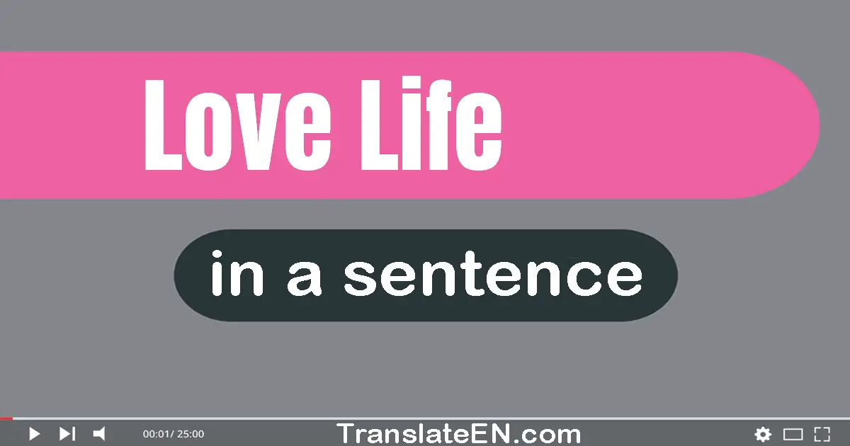 Use "love life" in a sentence | "love life" sentence examples