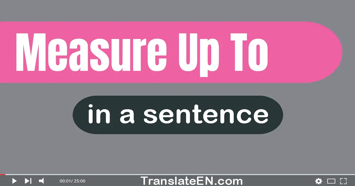 Use "measure up to" in a sentence | "measure up to" sentence examples