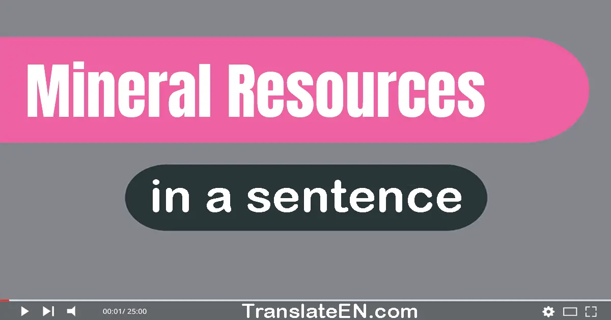 Use "mineral resources" in a sentence | "mineral resources" sentence examples